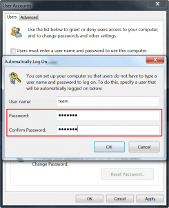Enter user account's password