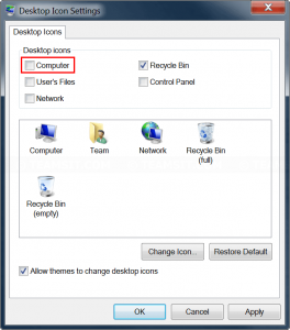 Remove My Computer icon on Windows desktop