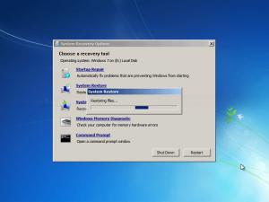 Restoring system with System restore