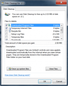 Disk Cleanup on Windows 7